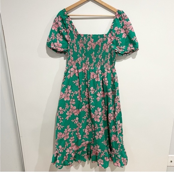 J. Crew Floral Smocked Puff Sleeve Midi Dress - Picture 2 of 8